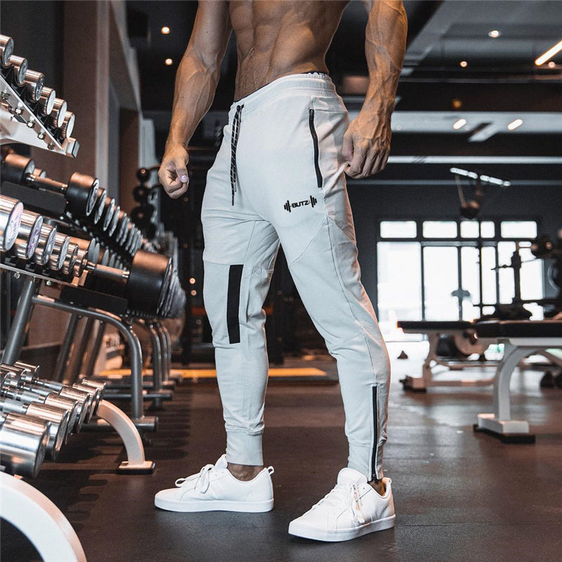 Casual Elastic Waistband Fitness Training Style Men Sweatpants