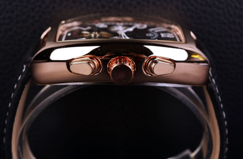 Forsining Date Month Display | Men Rose Gold Tourbillon Watch - FanFreakz