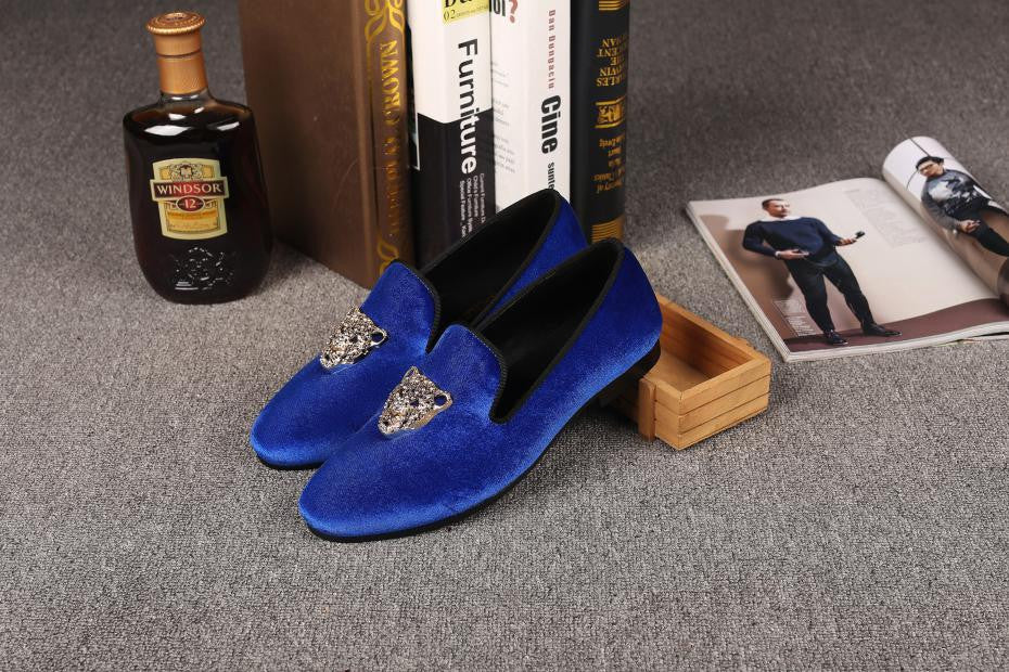 Animal Buckle Men Classic Wedding Velvet Loafers Shoes - FanFreakz