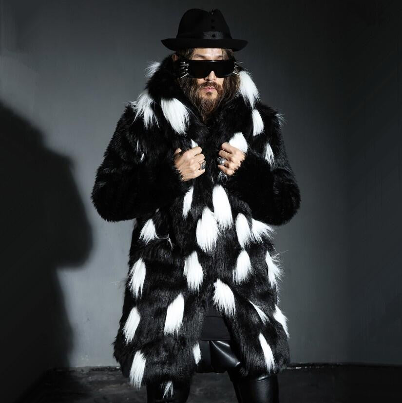 Black and White Fur Spot Fashionable Men Jacket - FanFreakz