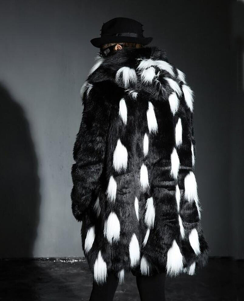 Black and White Fur Spot Fashionable Men Jacket - FanFreakz