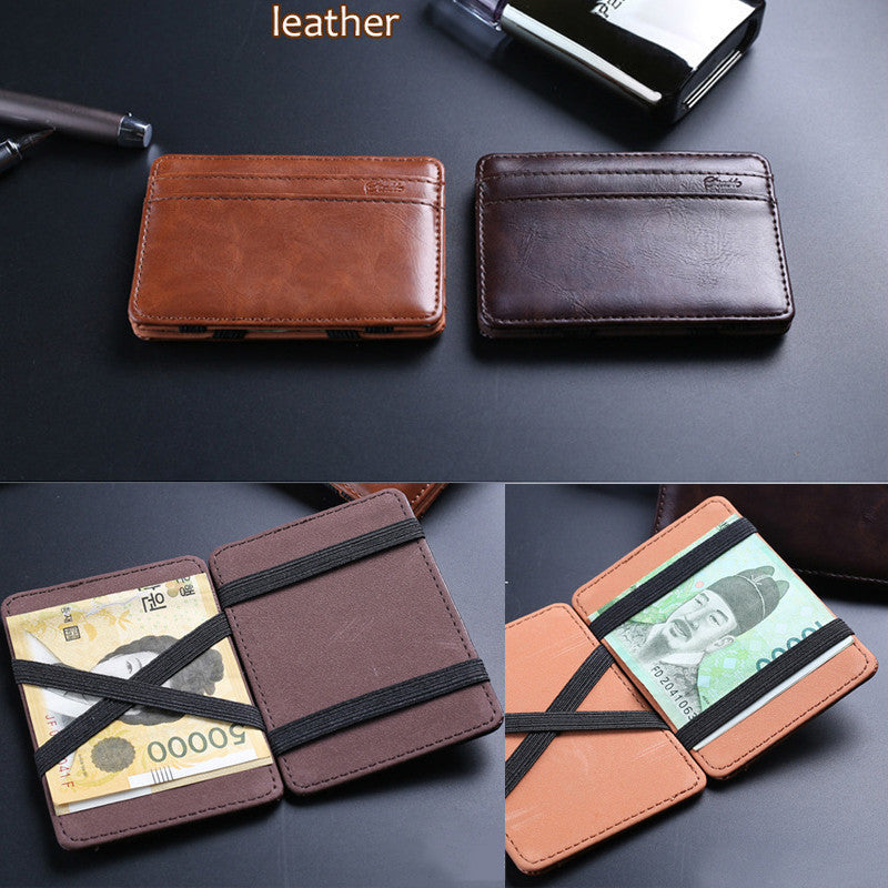 Minimalist PU Leather Rubber Strap Money Clips Wallets For Men - FanFreakz