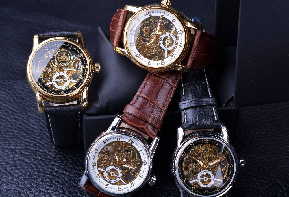 Hollow Engraving Skeleton Classic Golden Case Men Watches - FanFreakz