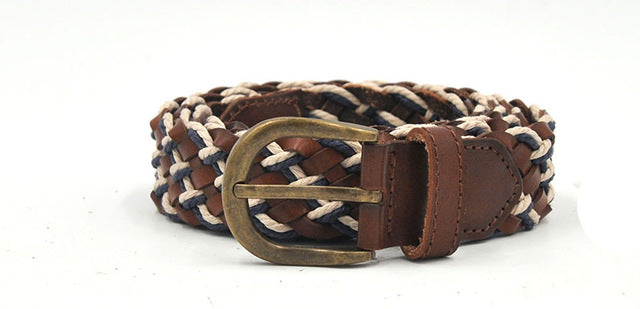 Genuine Braided Leather Mixed with Wax Rope Men Belt - FanFreakz