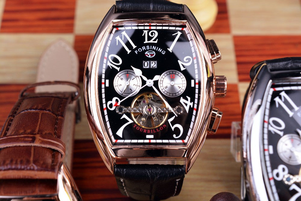 Forsining Date Month Display | Men Rose Gold Tourbillon Watch - FanFreakz