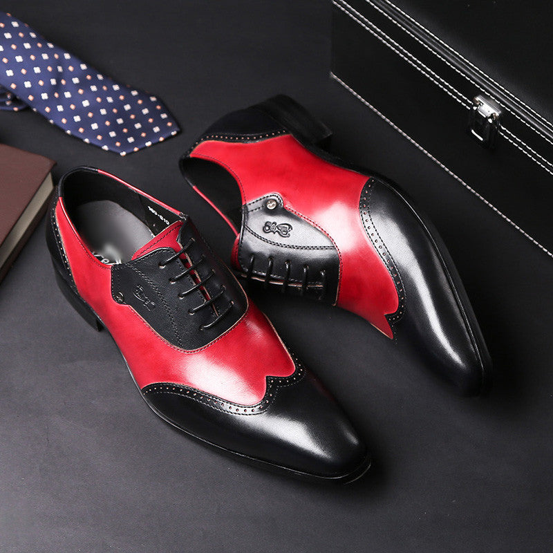 Red and Black Gentlemen Formal Men Oxford Shoes - FanFreakz