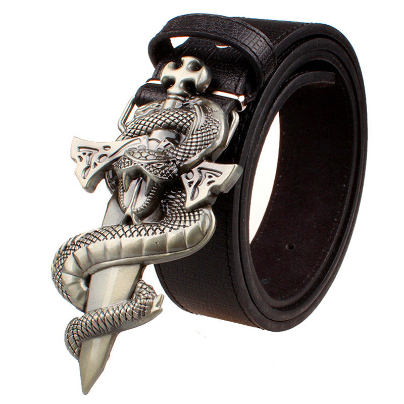 Templar Dagger in Snake Buckle Men Belt - FanFreakz