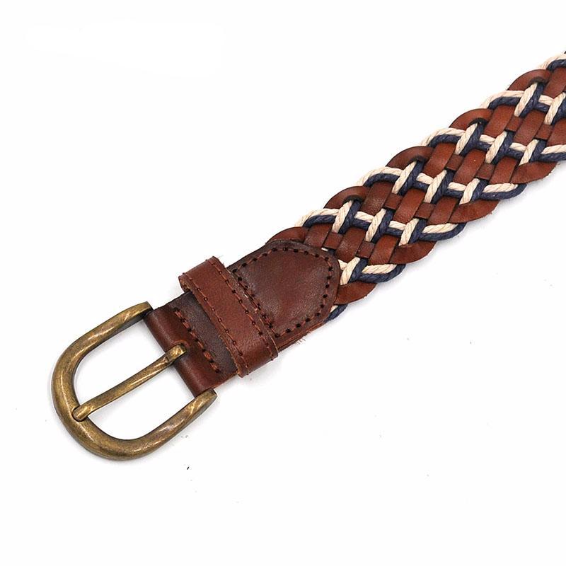 Genuine Braided Leather Mixed with Wax Rope Men Belt - FanFreakz