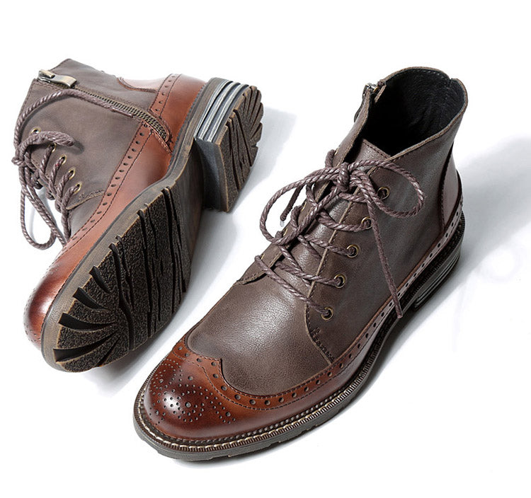 Brogue Wingtip Men Chukka Boots For Winter - FanFreakz