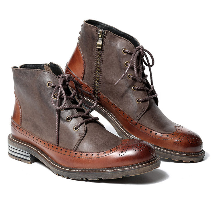 Brogue Wingtip Men Chukka Boots For Winter - FanFreakz