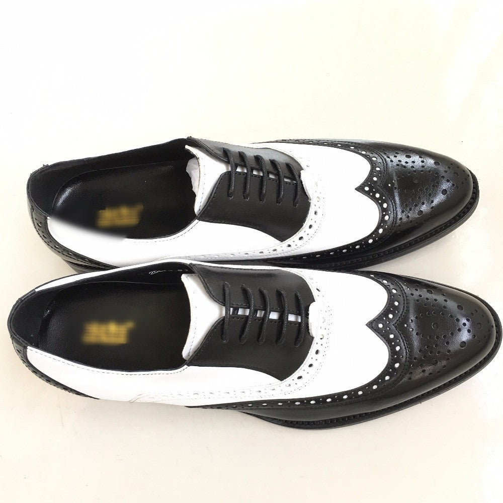 Classic Black White Men Brogue Shoes Oxford Style - FanFreakz