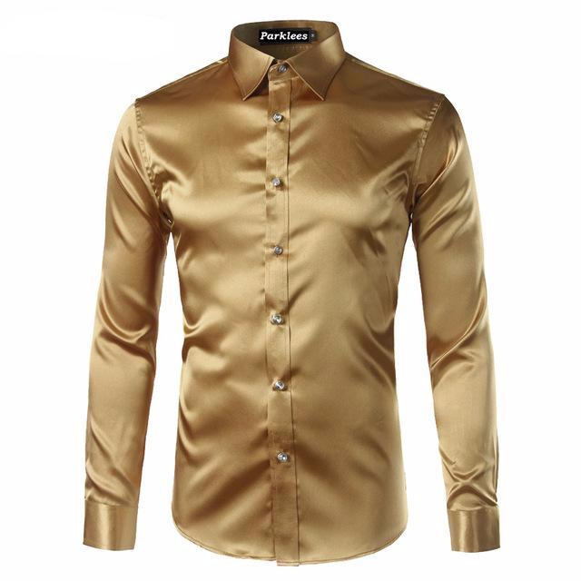 Silky Satin Men Dress Shirt For Formal, Party and Clubbing - FanFreakz