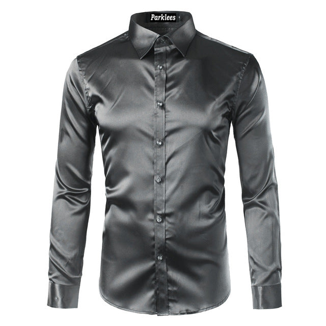 Silky Satin Men Dress Shirt For Formal, Party and Clubbing - FanFreakz