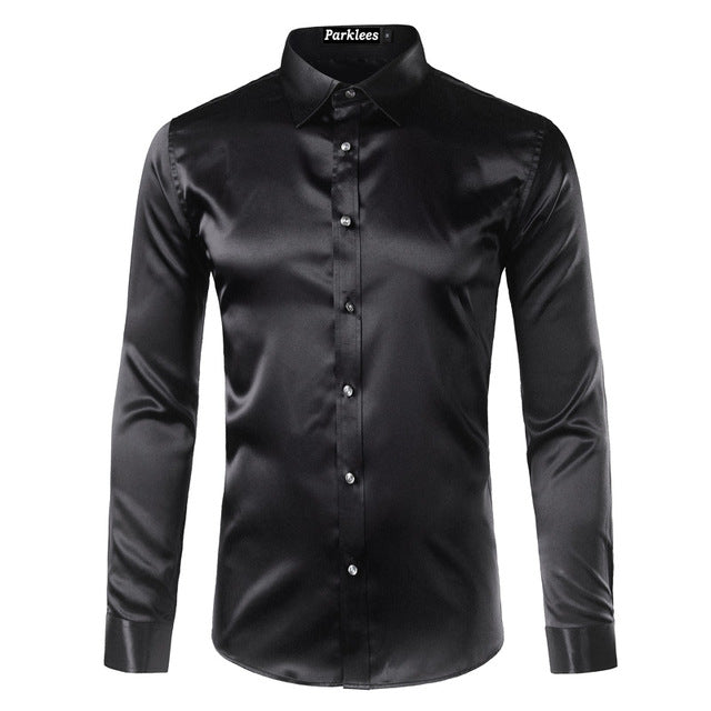 Silky Satin Men Dress Shirt For Formal, Party and Clubbing - FanFreakz