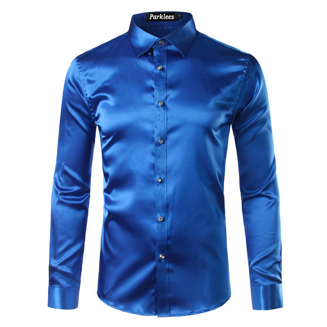 Silky Satin Men Dress Shirt For Formal, Party and Clubbing - FanFreakz