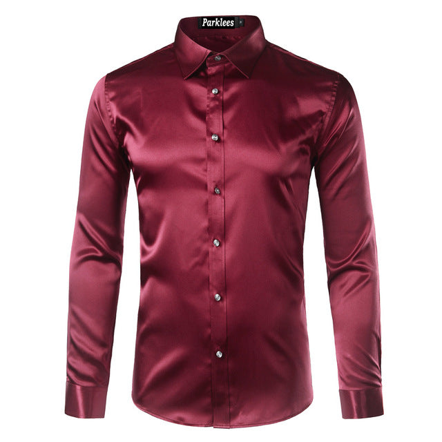 Silky Satin Men Dress Shirt For Formal, Party and Clubbing - FanFreakz