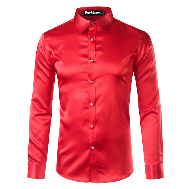 Silky Satin Men Dress Shirt For Formal, Party and Clubbing - FanFreakz