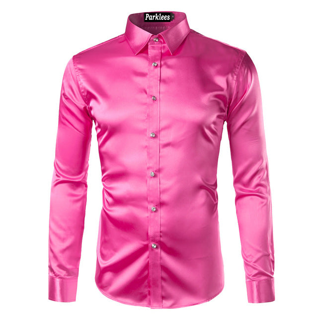 Silky Satin Men Dress Shirt For Formal, Party and Clubbing - FanFreakz