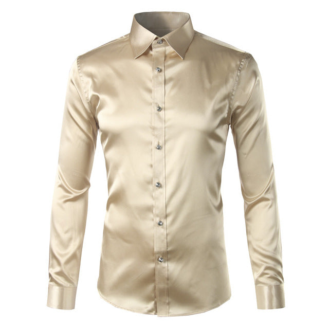 Silky Satin Men Dress Shirt For Formal, Party and Clubbing - FanFreakz