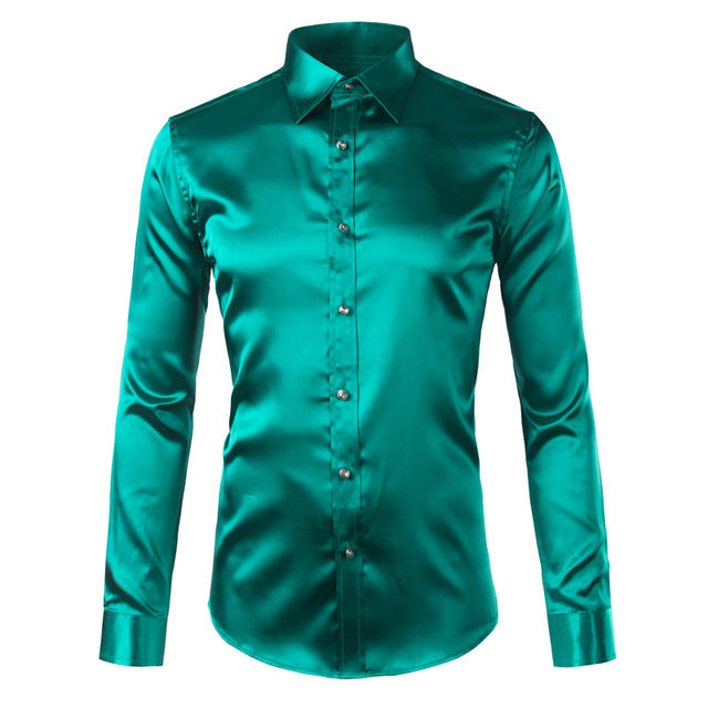 Silky Satin Men Dress Shirt For Formal, Party and Clubbing - FanFreakz