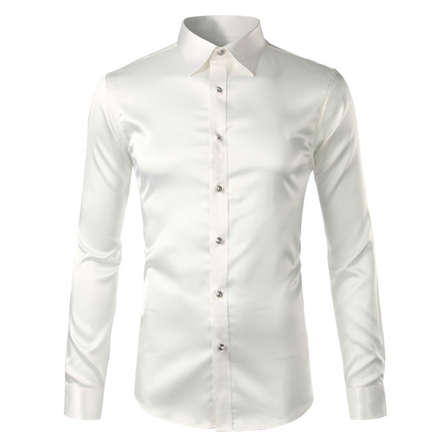 Silky Satin Men Dress Shirt For Formal, Party and Clubbing - FanFreakz