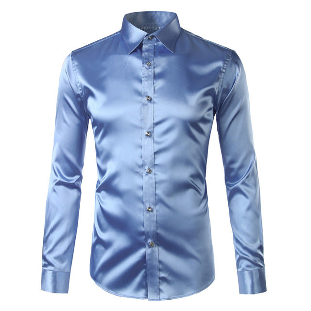 Silky Satin Men Dress Shirt For Formal, Party and Clubbing - FanFreakz