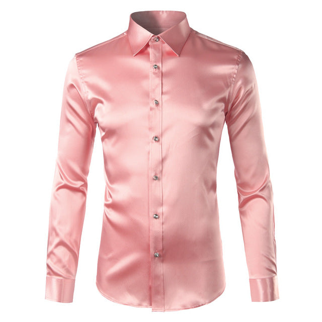 Silky Satin Men Dress Shirt For Formal, Party and Clubbing - FanFreakz