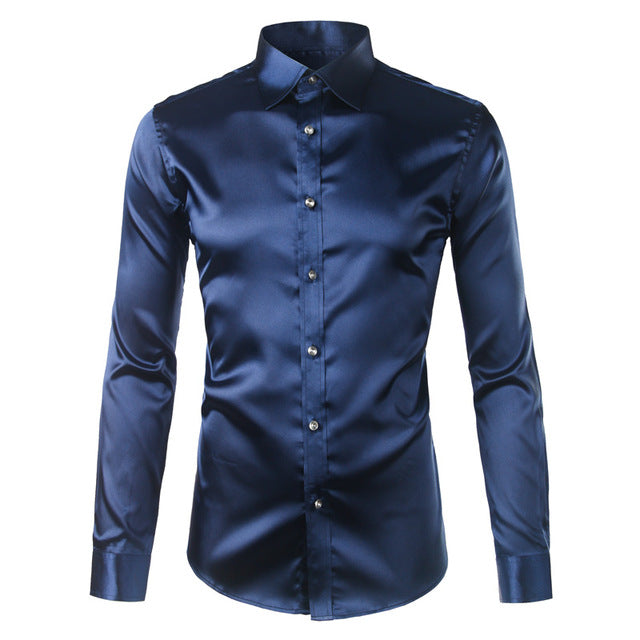 Silky Satin Men Dress Shirt For Formal, Party and Clubbing - FanFreakz