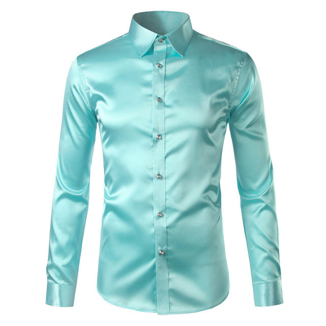 Silky Satin Men Dress Shirt For Formal, Party and Clubbing - FanFreakz