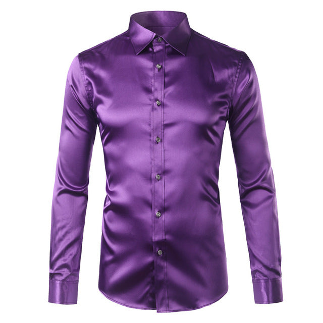 Silky Satin Men Dress Shirt For Formal, Party and Clubbing - FanFreakz