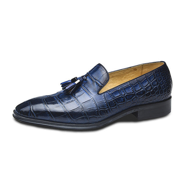 Tasselled Croco Pattern Italian Style Men Loafers Shoes - FanFreakz