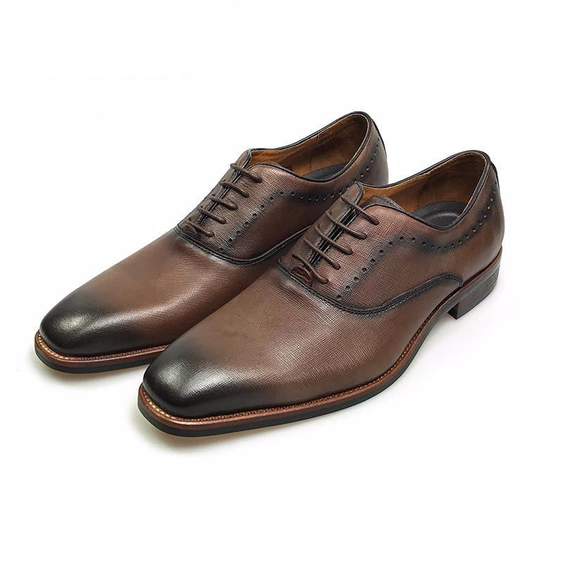 Vintage Brown Gradient Toe Men Dress Shoes - FanFreakz