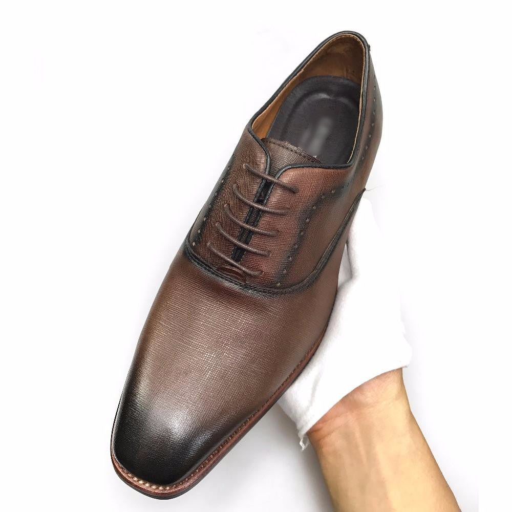 Vintage Brown Gradient Toe Men Dress Shoes - FanFreakz