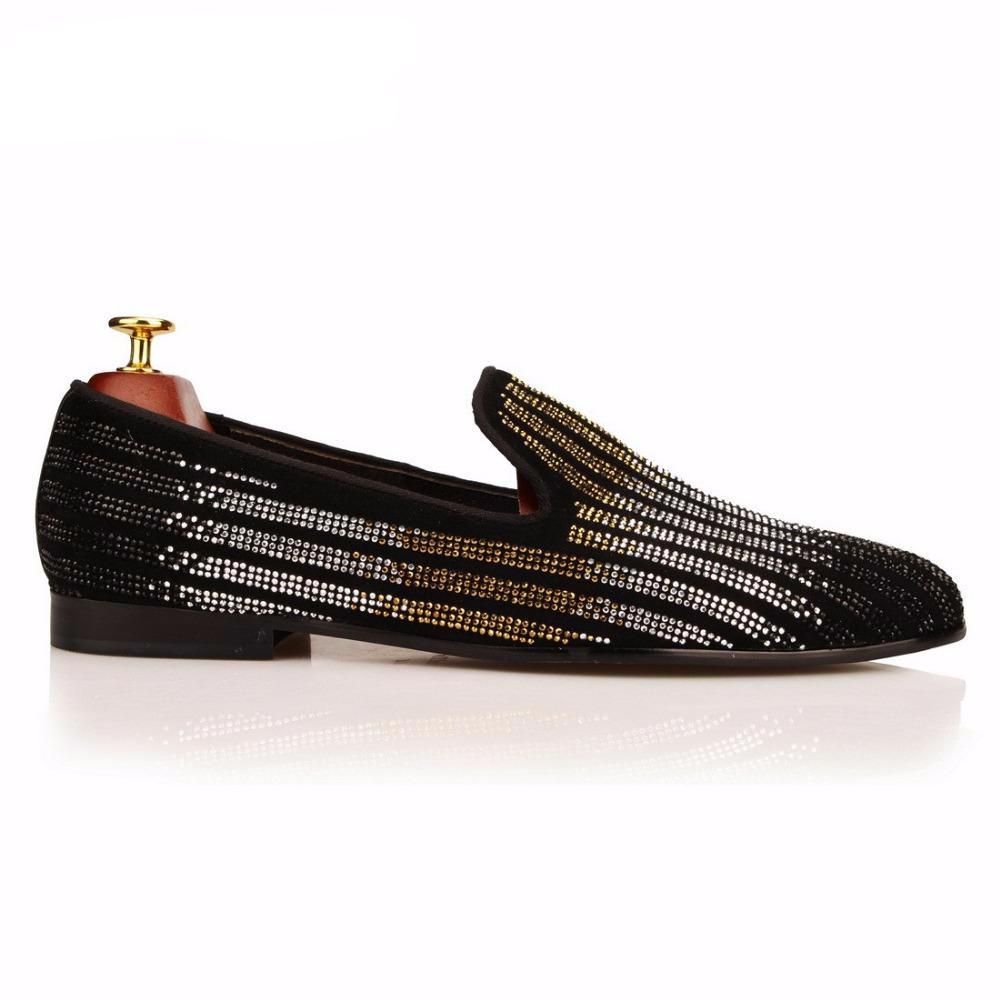 Striped Rhinestones Men Wedding or Party Loafer Shoes - FanFreakz