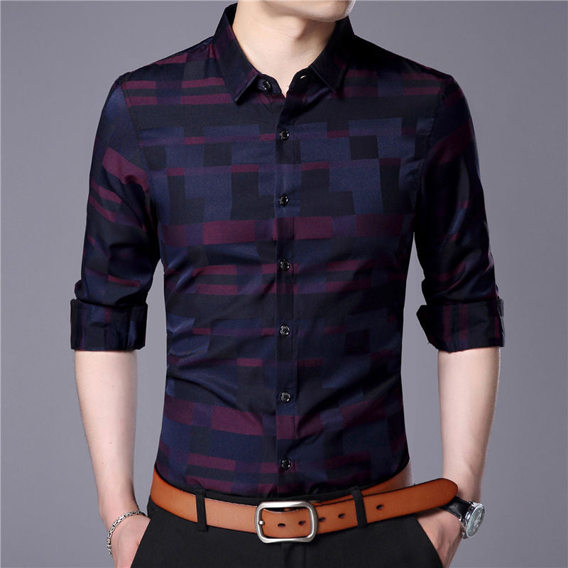 Fashionable Business Style Men Slim Fit Shirt - FanFreakz