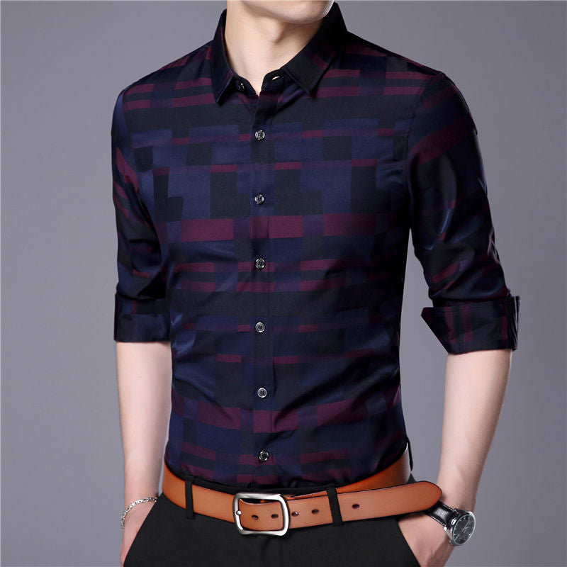 Fashionable Business Style Men Slim Fit Shirt - FanFreakz