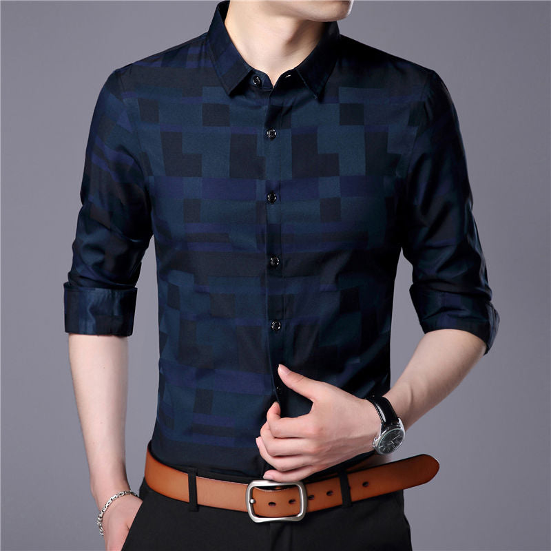 Fashionable Business Style Men Slim Fit Shirt - FanFreakz