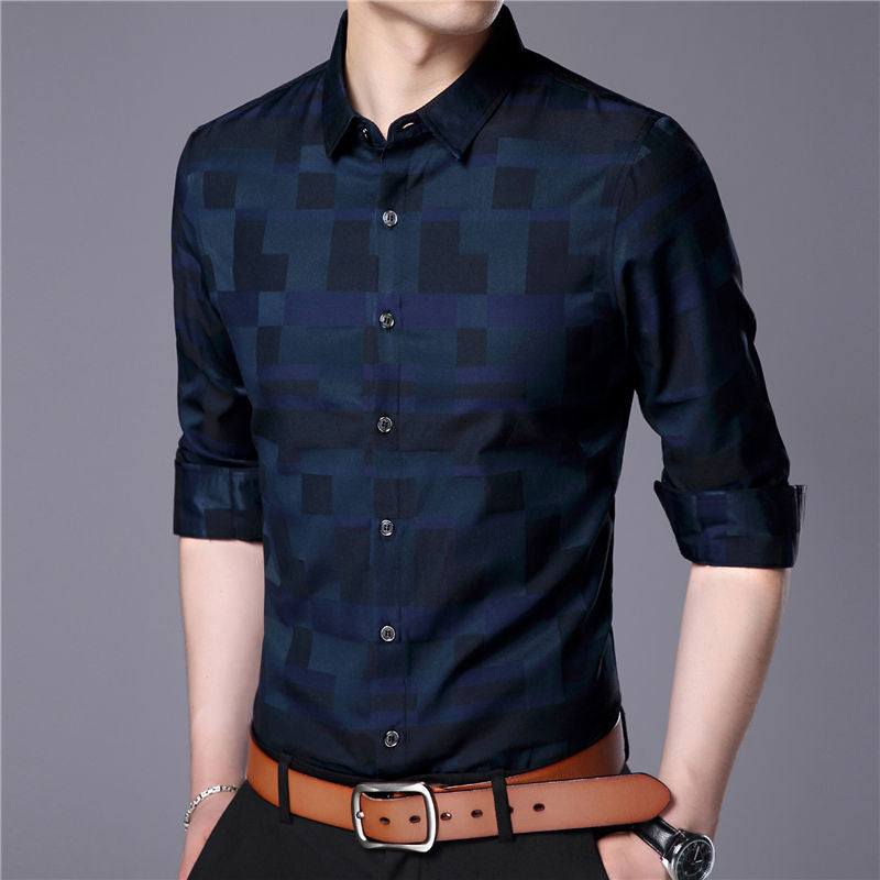 Fashionable Business Style Men Slim Fit Shirt - FanFreakz