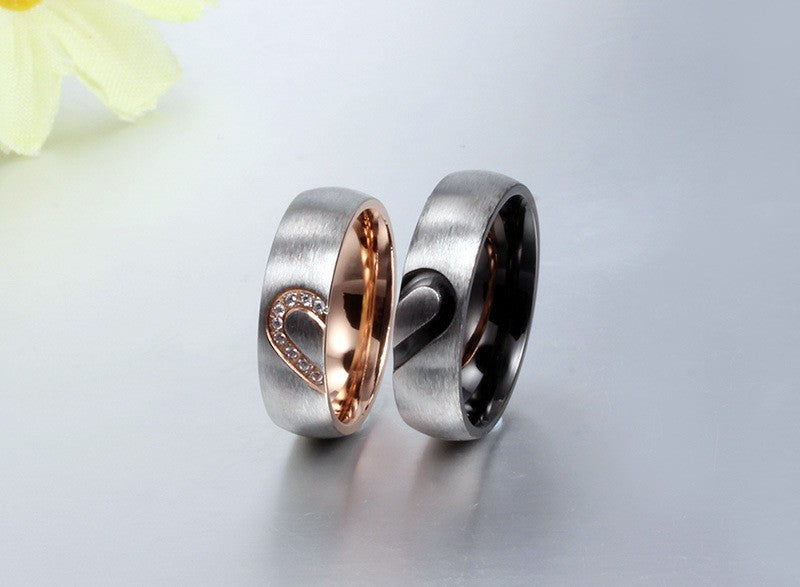 Unique Fashion Love Heart Couple Rings for Women Men Wedding Engagement - FanFreakz