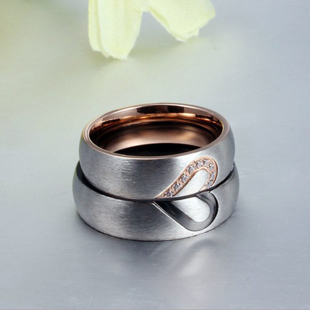 Unique Fashion Love Heart Couple Rings for Women Men Wedding Engagement - FanFreakz