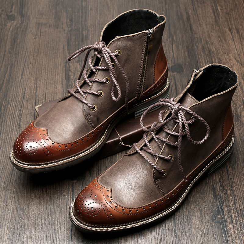 Brogue Wingtip Men Chukka Boots For Winter - FanFreakz