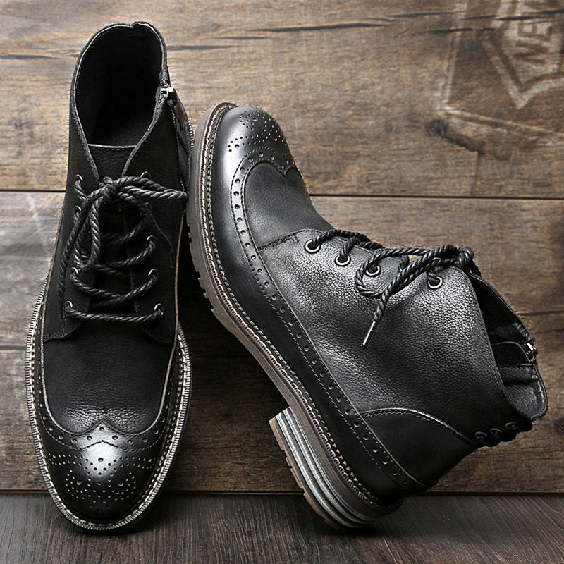 Brogue Wingtip Men Chukka Boots For Winter - FanFreakz