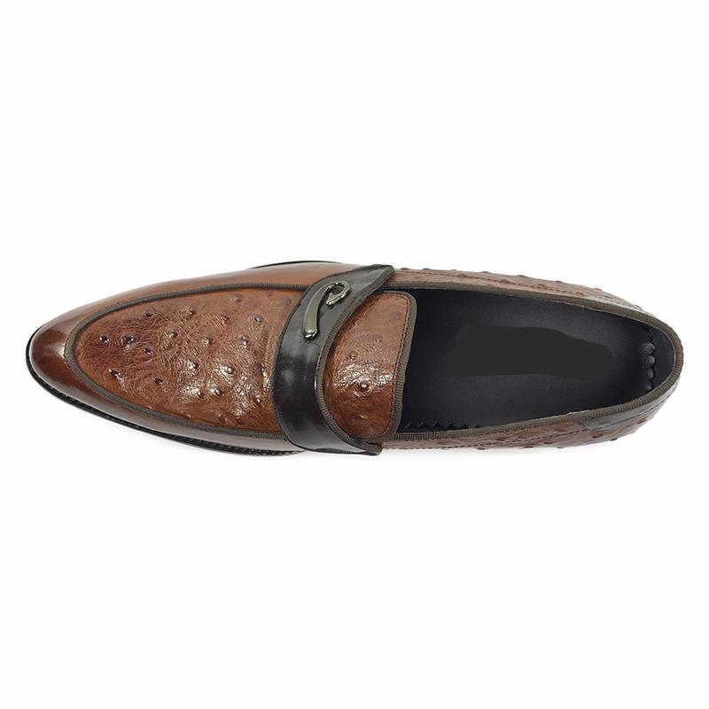 Ostrich Detail Pattern Italian Gentleman Loafer Shoes - FanFreakz