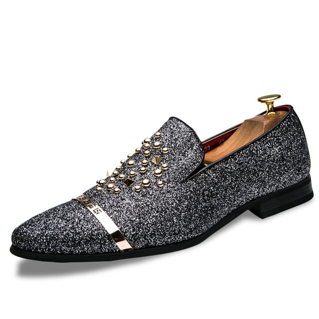 Spiked Rivets Unique Men Loafers Shoes - FanFreakz