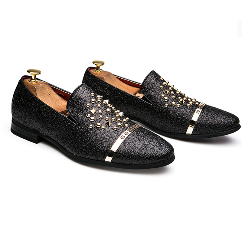 Spiked Rivets Unique Men Loafers Shoes - FanFreakz