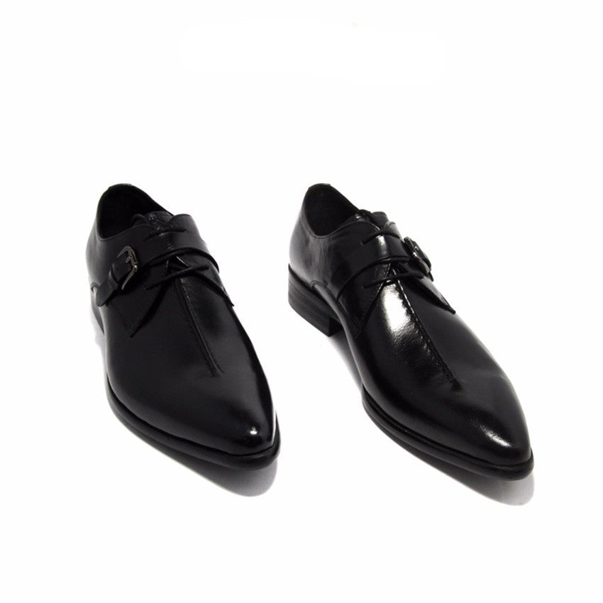 Men Monk Strap Shoes with Long Pointed Toe - FanFreakz