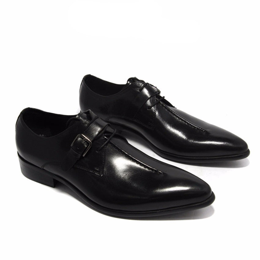 Men Monk Strap Shoes with Long Pointed Toe - FanFreakz