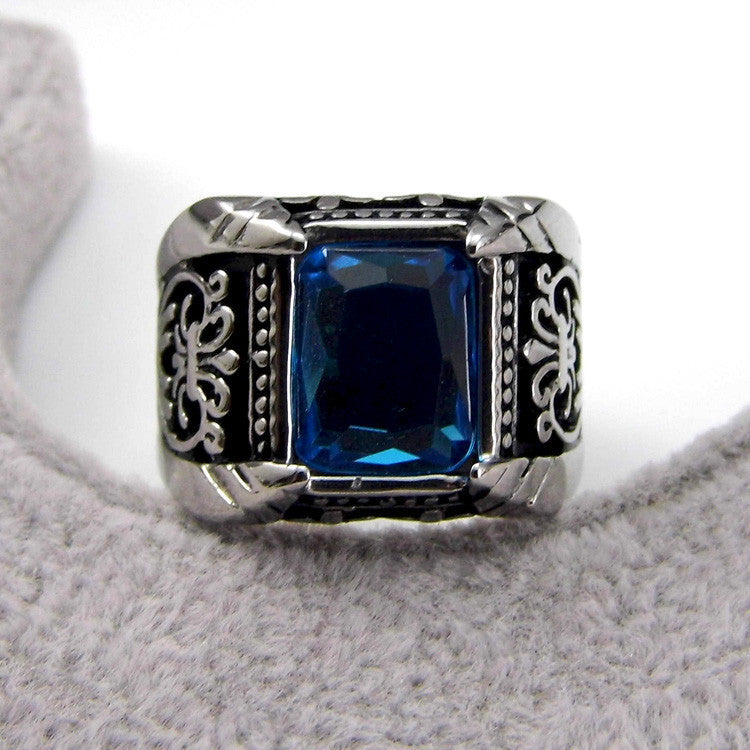 Big Square Vintage Style Crystal Stone Men Ring - FanFreakz