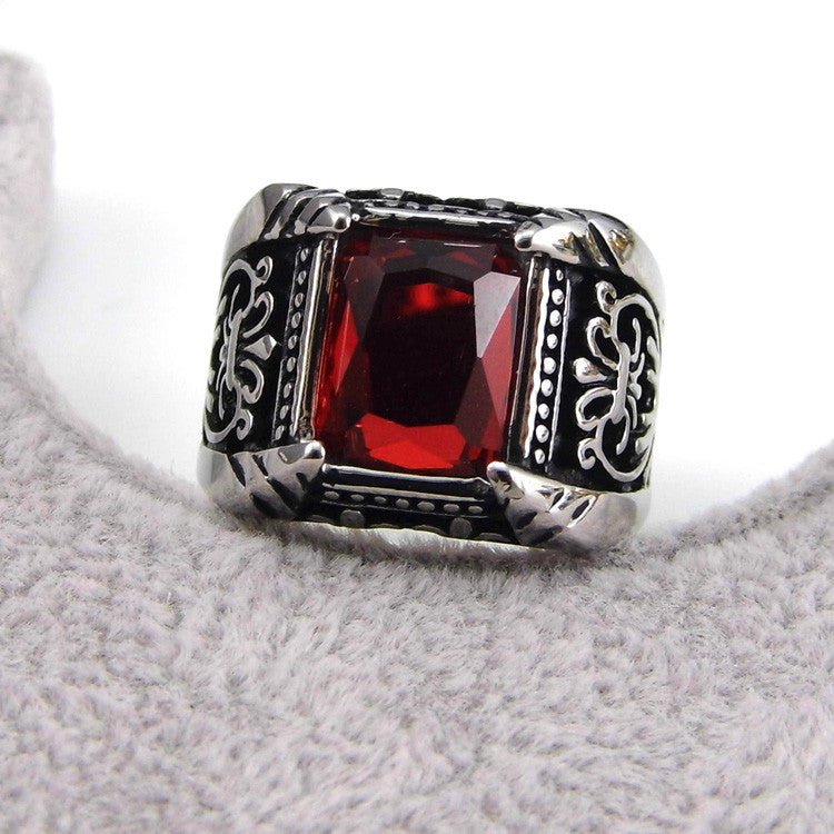 Big Square Vintage Style Crystal Stone Men Ring - FanFreakz