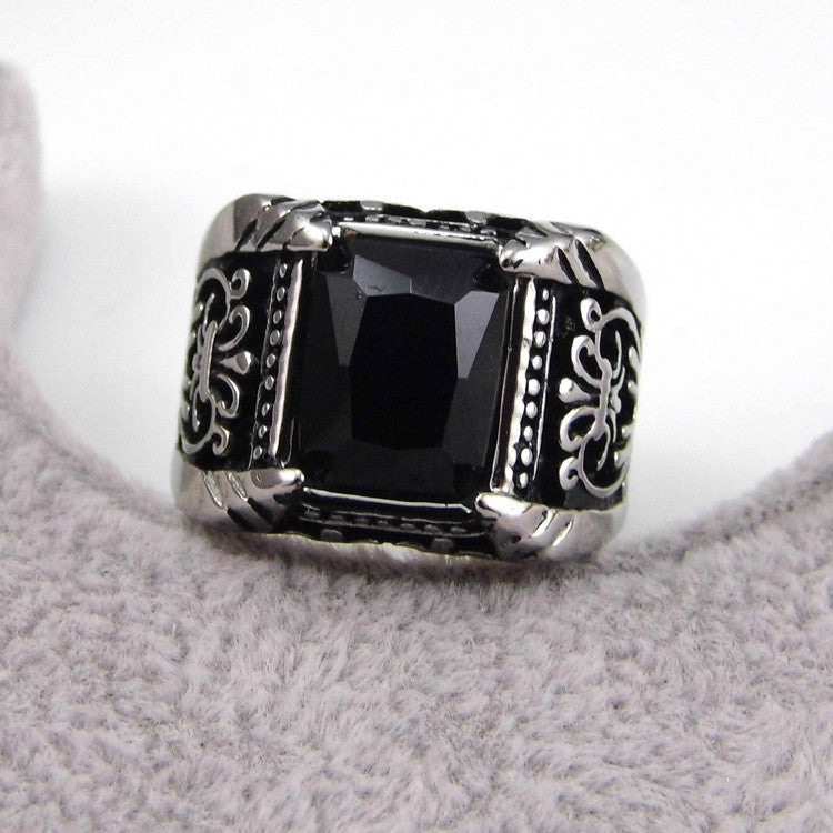 Big Square Vintage Style Crystal Stone Men Ring - FanFreakz